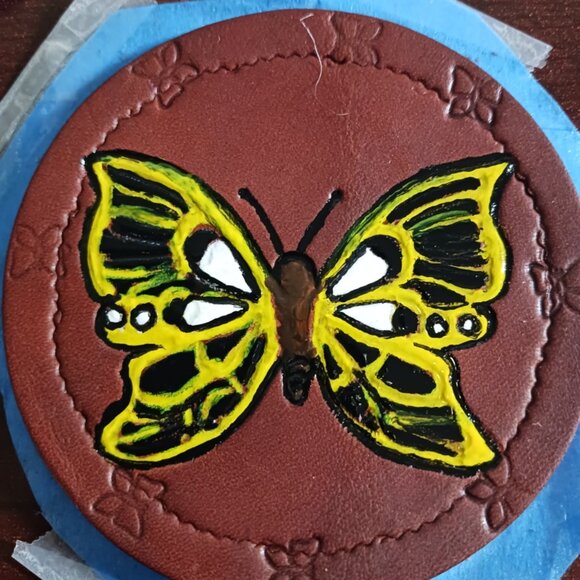 Leather Coasters - 3-1/2" round - Picture 3 of 4